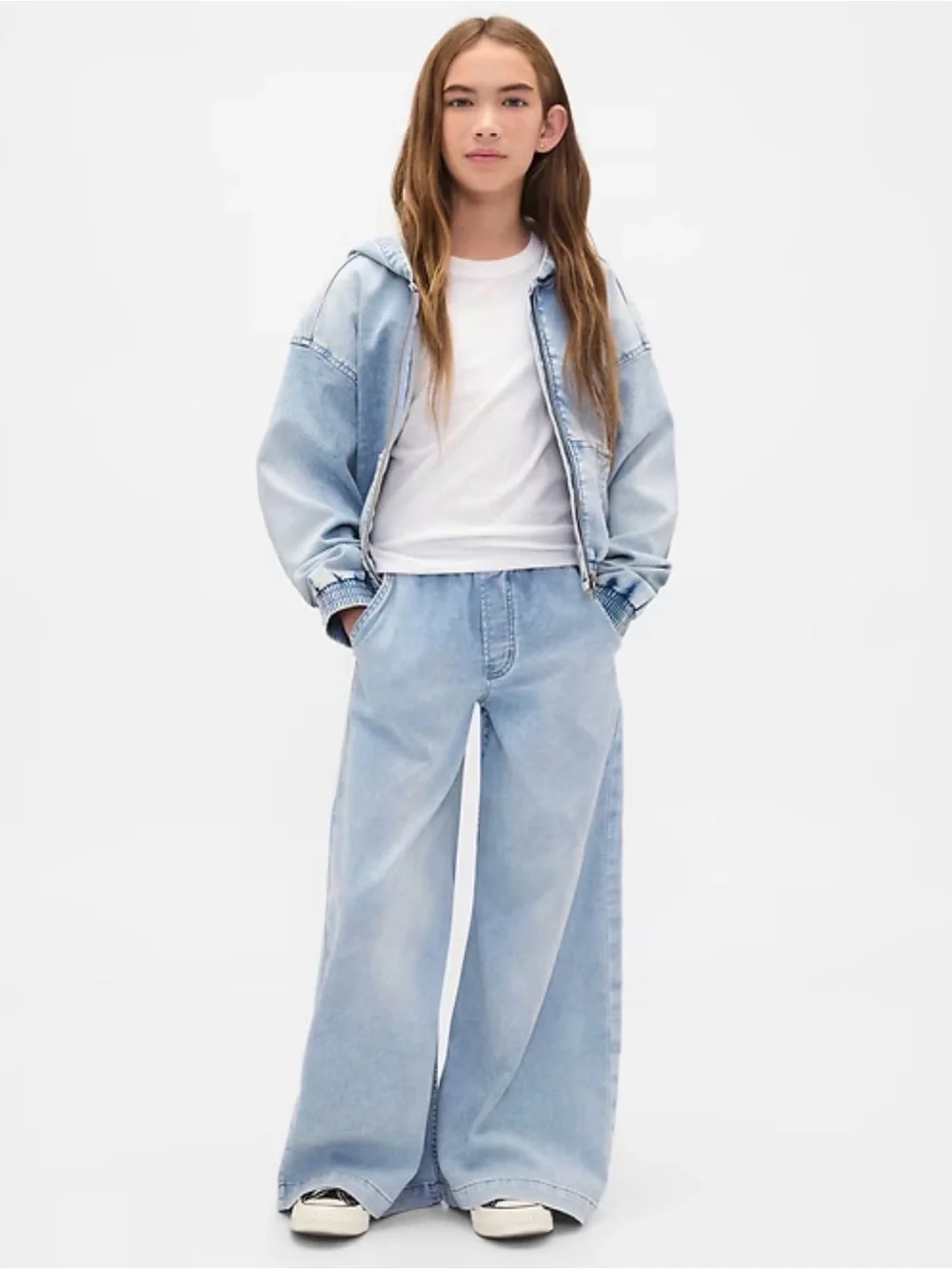 🩵 GAP Kids Easy Wide Leg Baggy Light Blue Low Rise Jeans